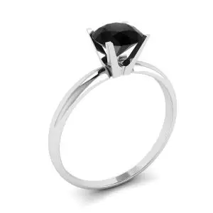 Anillo de engaste en V con diamantes negros en oro blanco - Photo 3