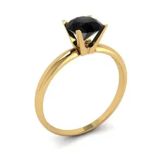 Anillo de engaste en V con diamantes negros en oro amarillo - Photo 3