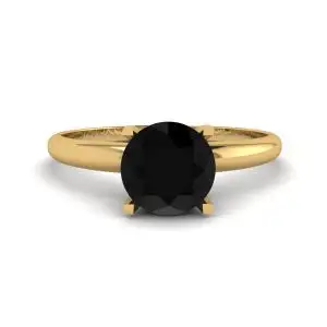 Anillo de engaste en V con diamantes negros en oro amarillo