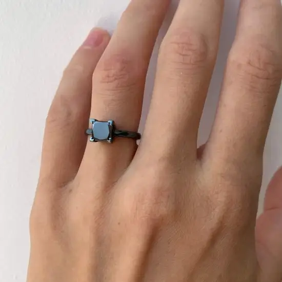 Anillo de rodio negro con diamante negro Estilo 5862B Joyeria PIERRE entrega en Mexico