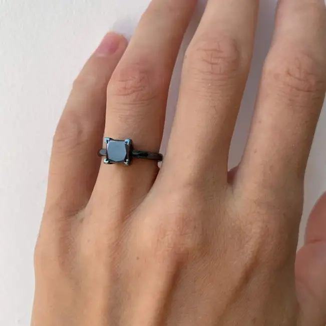 Anillo Diamante Negro Oro Blanco - Photo 5