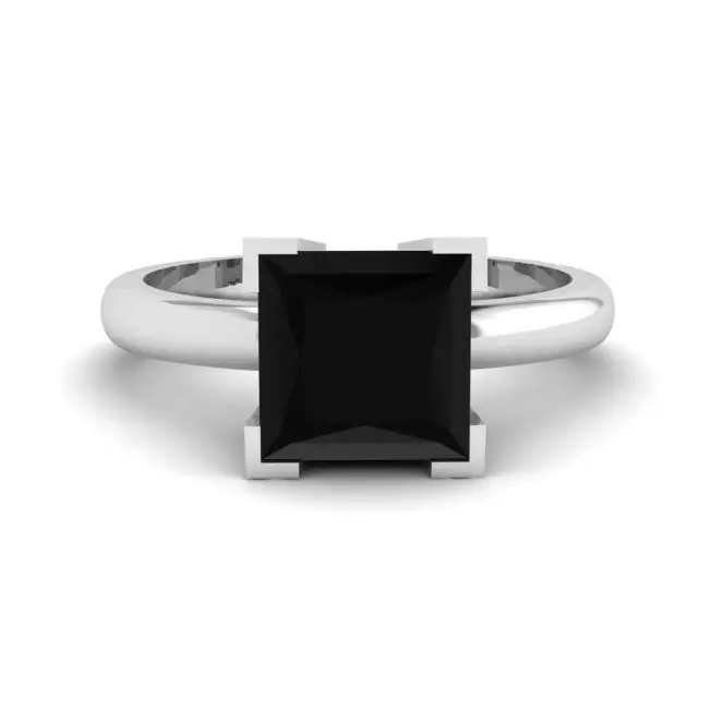 Anillo Diamante Negro Oro Blanco