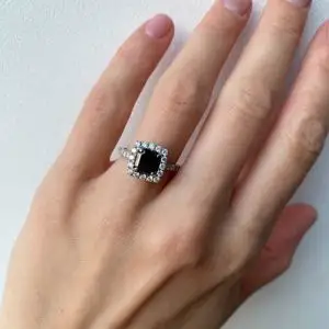 Anillo de diamante negro princesa - Photo 4