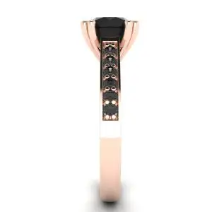 Diamante negro redondo con anillo de oro rosa de 18 quilates con pavé negro - Photo 2