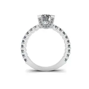 Anillo de diamantes redondos con pavé lateral y oculto - Photo 1