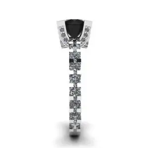 Anillo redondo de diamantes negros con lateral y pavé oculto - Photo 2