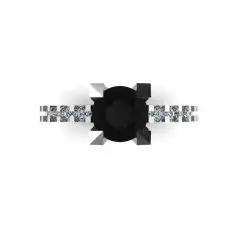 Anillo redondo de diamantes negros con lateral y pavé oculto