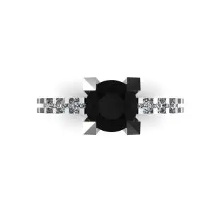 Anillo redondo de diamantes negros con lateral y pavé oculto