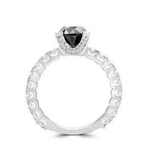 Anillo redondo de diamantes negros con lateral y pavé oculto - Photo 1