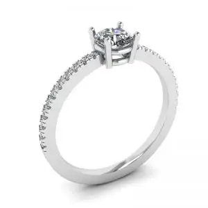 Anillo con pavé lateral de diamantes blancos Oro blanco de 18 quilates - Photo 3