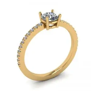 Anillo con pavé lateral de diamantes blancos en oro amarillo de 18 quilates - Photo 3