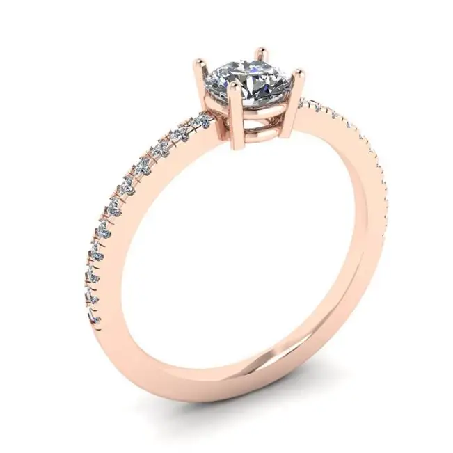 Anillo con pavé lateral de diamantes blancos en oro rosa de 18 quilates - Photo 3