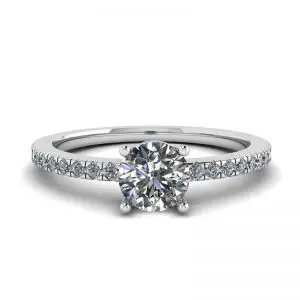 Anillo con pavé lateral de diamantes blancos Oro blanco de 18 quilates