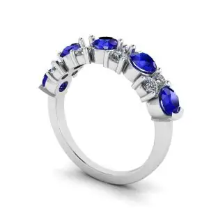 Anillo de guirnalda contemporáneo con zafiros y diamantes. - Photo 1