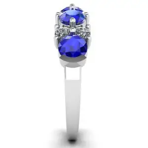 Anillo de guirnalda contemporáneo con zafiros y diamantes. - Photo 2