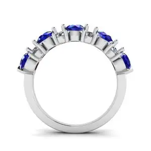 Anillo de guirnalda contemporáneo con zafiros y diamantes. - Photo 3