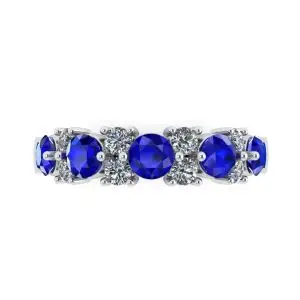 Anillo de guirnalda contemporáneo con zafiros y diamantes.