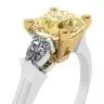 Anillo de diamante amarillo cojín con peras blancas laterales, Image 2