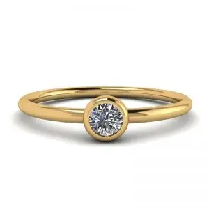 Anillo Pequeño Diamante Redondo La Promesse Oro Amarillo