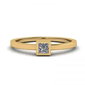Anillo pequeño Princess Diamond La Promesse en oro amarillo