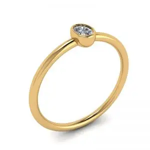 Anillo pequeño con diamantes ovalados La Promesse en oro amarillo - Photo 3