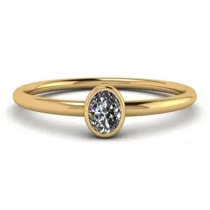 Anillo pequeño con diamantes ovalados La Promesse en oro amarillo