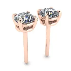 Pendientes de tuerca con diamantes redondos perfectos en oro rosa - Photo 2