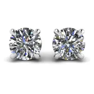 Pendientes de tuerca redondos perfectos con diamantes en oro blanco