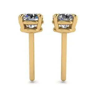 Pendientes de tuerca redondos perfectos con diamantes en oro amarillo - Photo 1