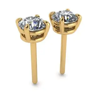 Pendientes de tuerca redondos perfectos con diamantes en oro amarillo - Photo 2
