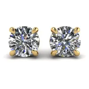 Pendientes de tuerca redondos perfectos con diamantes en oro amarillo