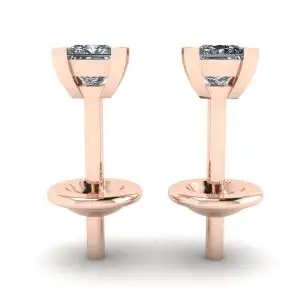 Aretes de diamantes de talla princesa en oro rosa - Photo 1