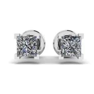 Aretes de diamantes de talla princesa