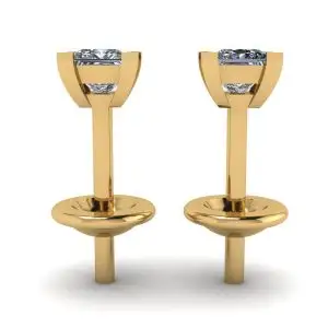 Aretes de oro amarillo con diamantes talla princesa - Photo 1