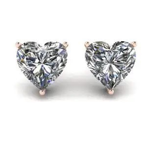 Aretes de diamantes en forma de corazón en oro rosa