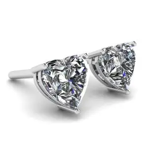 Pendientes de botón con diamantes en forma de corazón en oro blanco - Photo 2