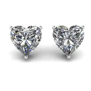 Pendientes de botón con diamantes en forma de corazón en oro blanco