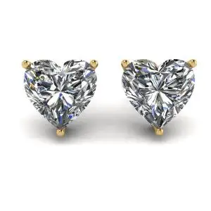Aretes de diamantes en forma de corazón en oro amarillo