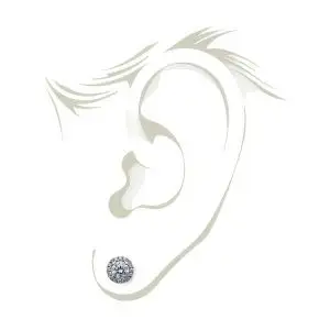 Aretes redondos con halo de diamantes en oro amarillo de 18 k - Photo 4