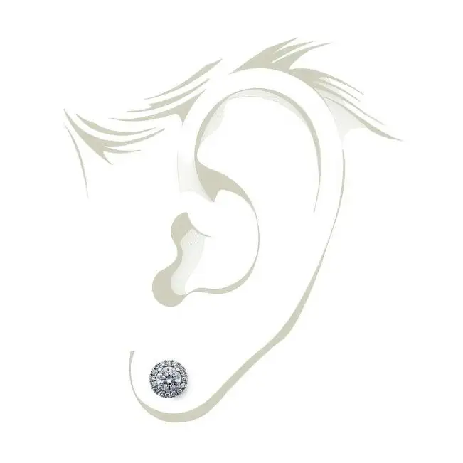Aretes con halo de diamantes redondos en oro rosado de 18 k - Photo 4