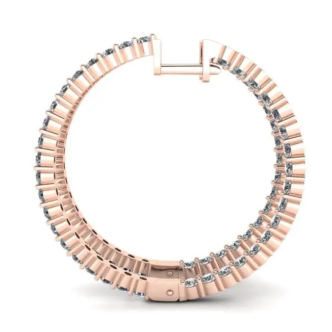 Aros Finos con Diamantes Oro Rosa - Photo 1
