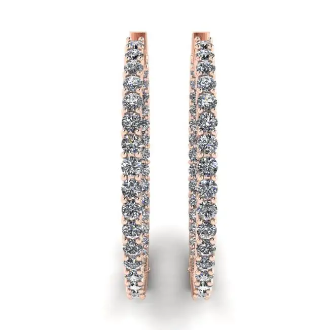 Aros Finos con Diamantes Oro Rosa - Photo 2
