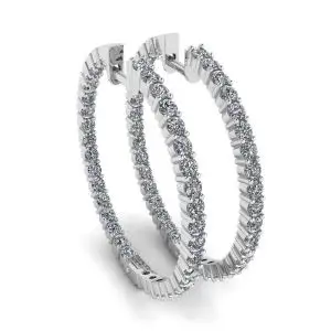 Pendientes de aro fino con diamantes