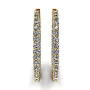 Aros Finos con Diamantes Oro Amarillo - Photo 2