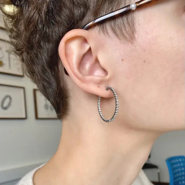 Aros Finos con Diamantes Oro Rosa - Photo 3