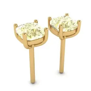 Aretes de diamantes amarillos de talla cojín en oro amarillo de 18 quilates - Photo 2