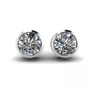 Pendientes de botón con diamantes redondos en oro blanco
