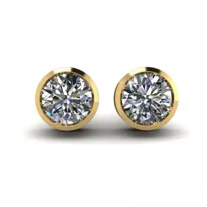 Pendientes Redondos De Diamantes En Oro Amarillo