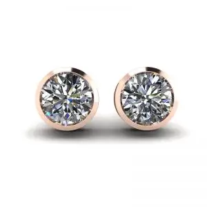 Pendientes de botón con diamantes redondos en oro rosa
