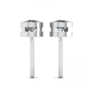 Pendientes de botón con diamantes redondos en oro blanco - Photo 1